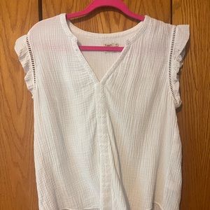 White linen sleeveless Faherty top